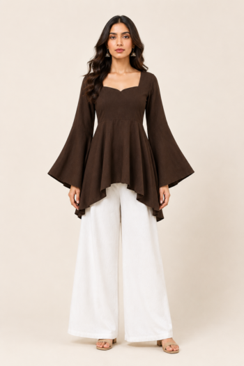 Eva High-Low Bell-Sleeve Kurti